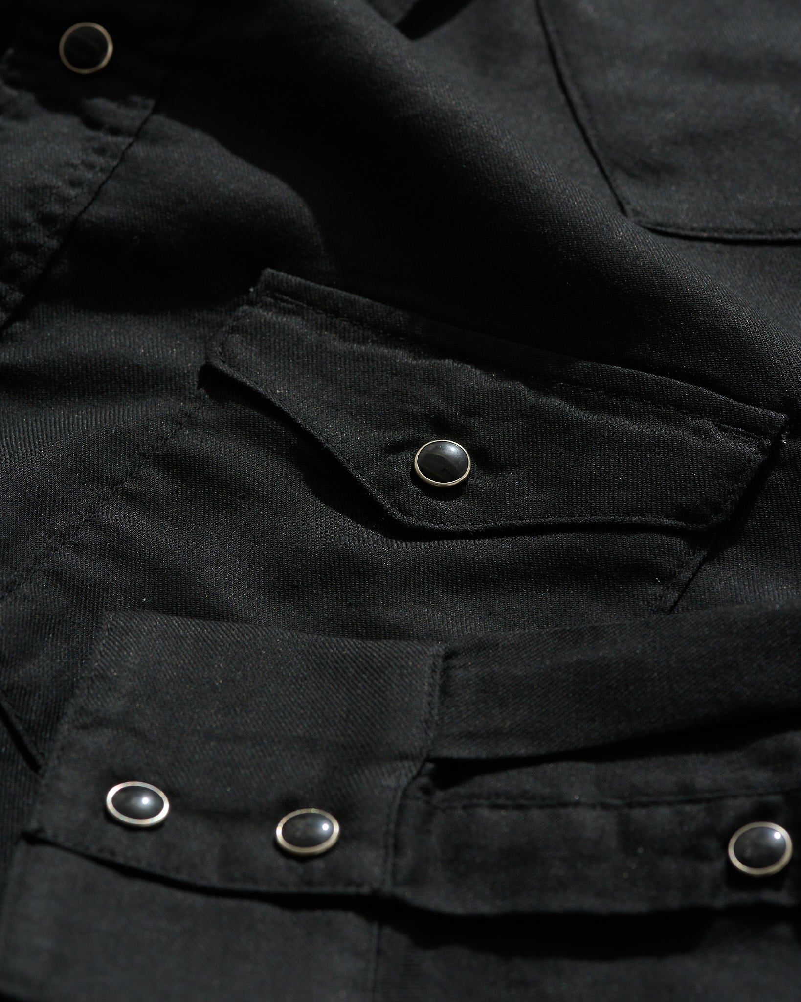 Lightweight Roper Shirt in Black Brushed Cotton/Linen
