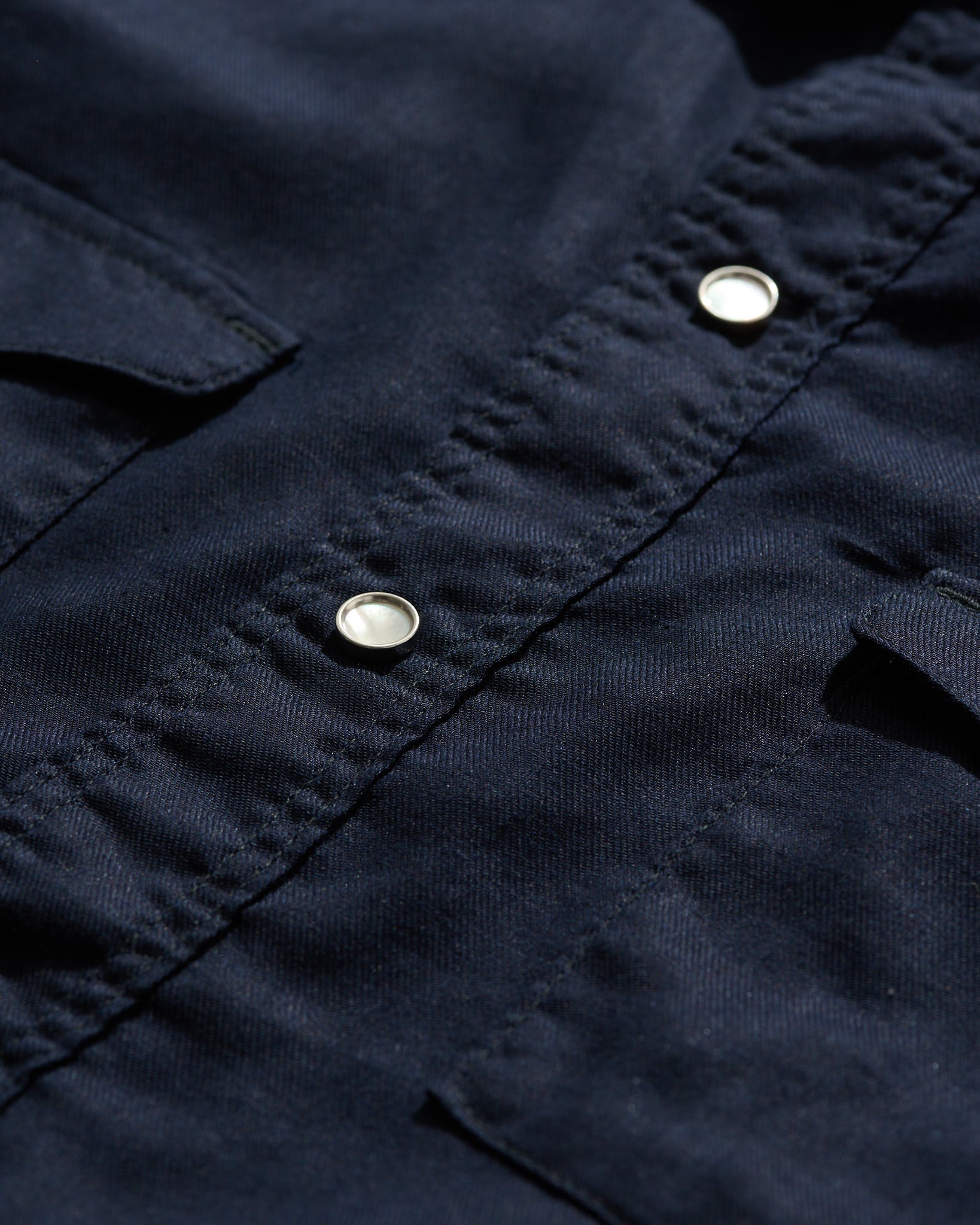 Lightweight Roper Shirt in Navy Brushed Cotton/Linen