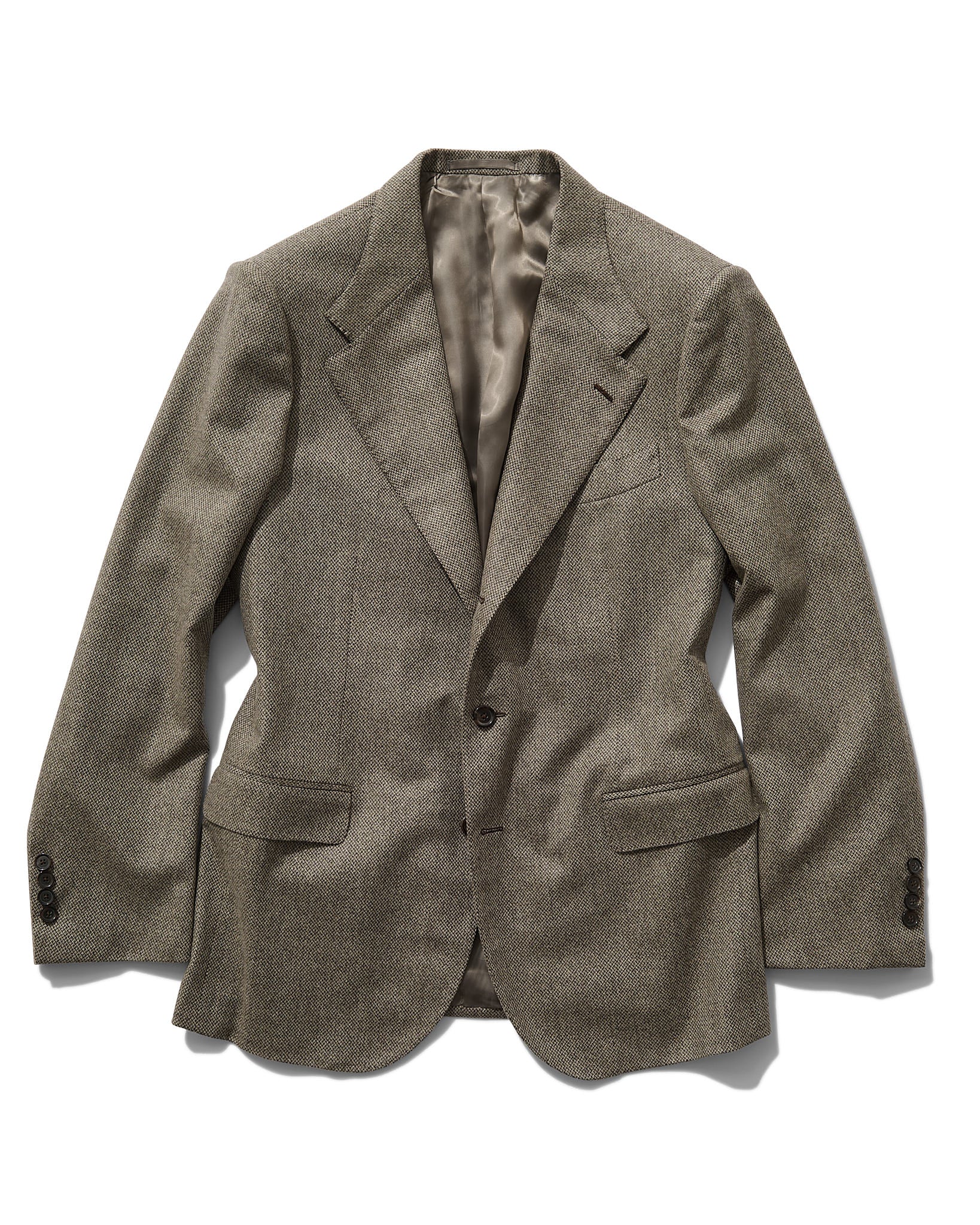 Single Breasted Jacket in Beige Micro Herringbone