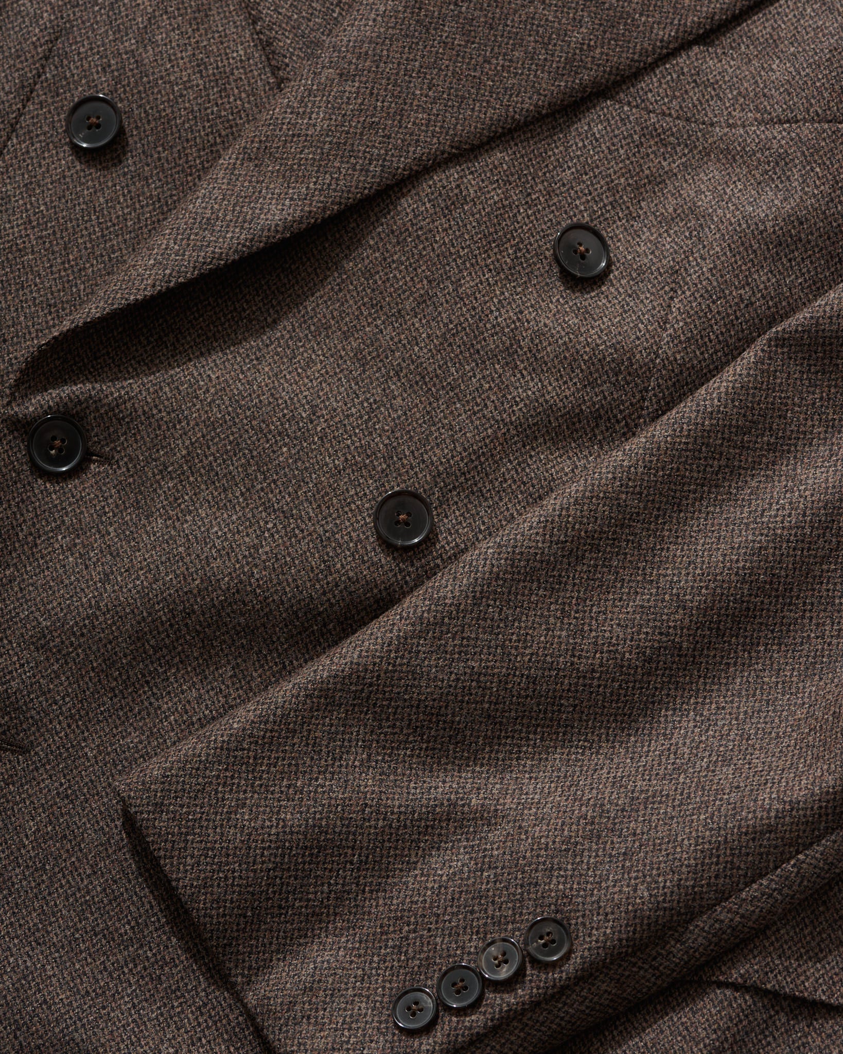 Double Breasted Jacket in Brown Micro Herringbone