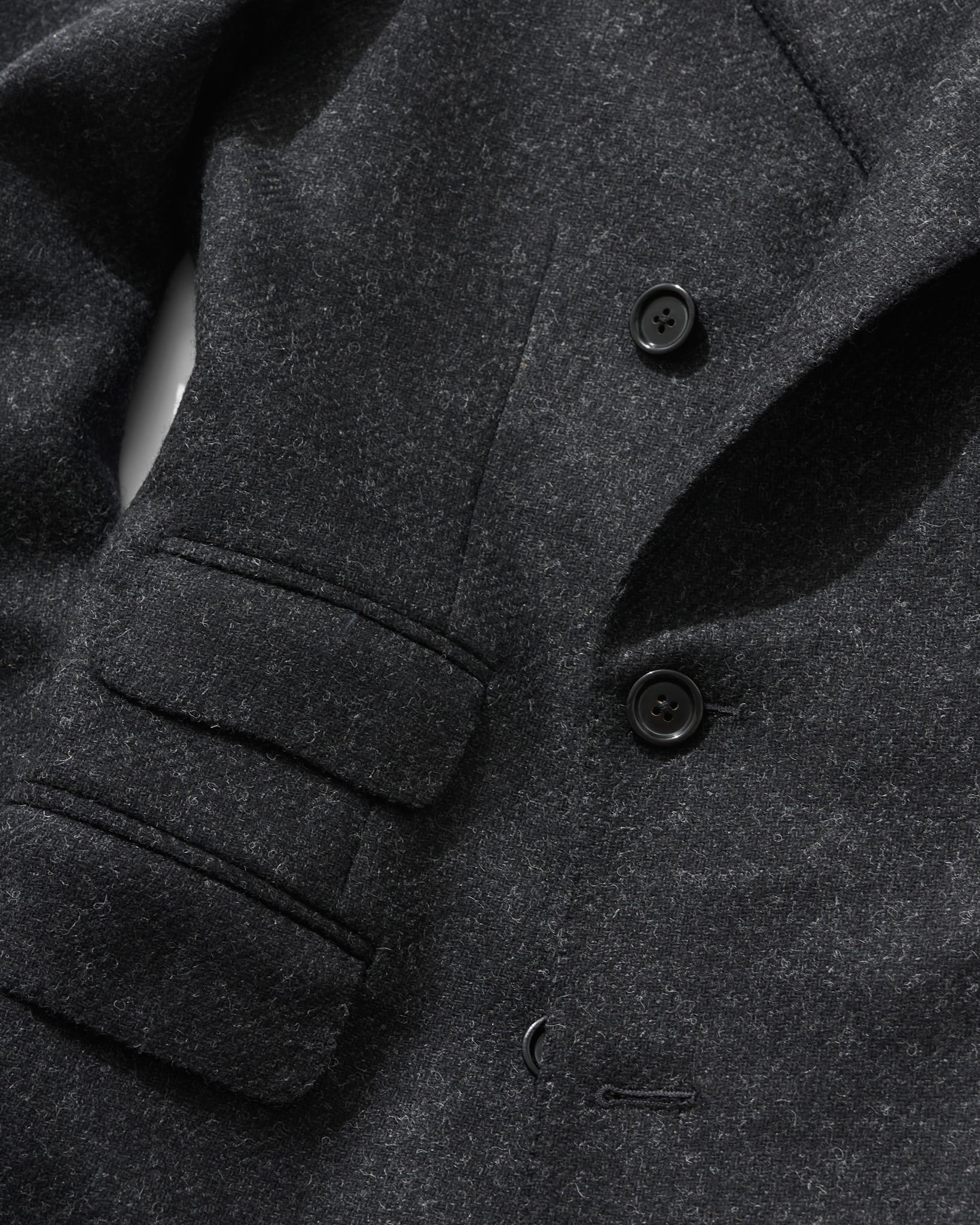 Double Breasted Jacket in Charcoal Shetland Twill