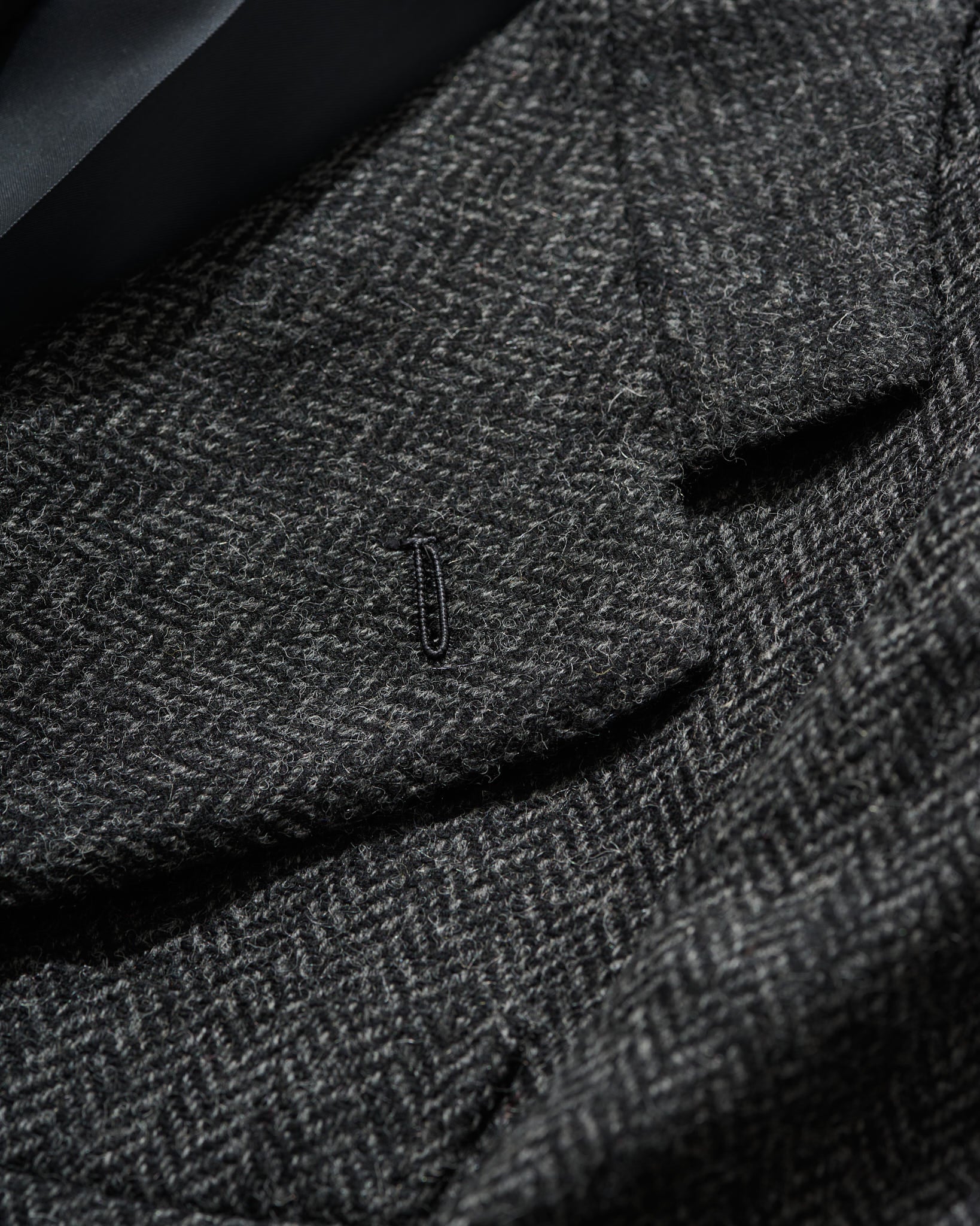 Single Breasted Jacket in Charcoal Herringbone Twill