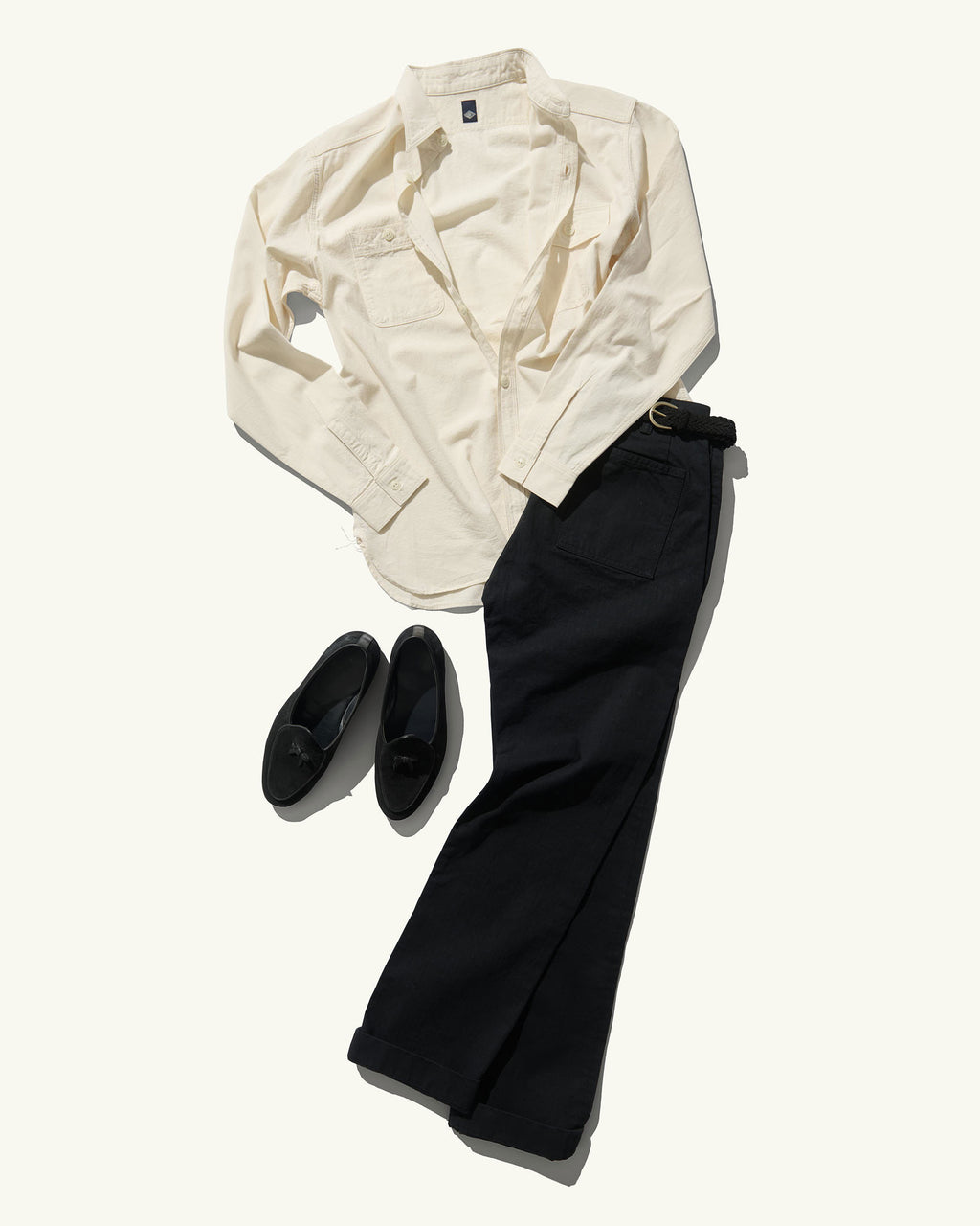 Work Shirt in Ecru Selvage Chambray