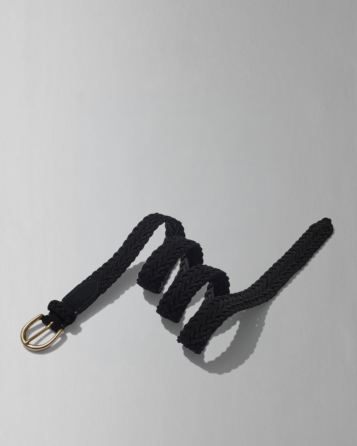 Woven Belt in Black Suede
