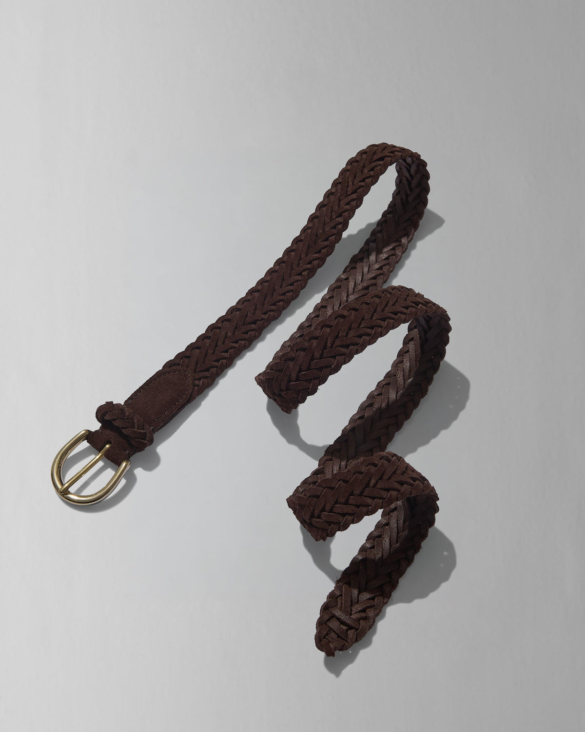 Woven Belt in Brown Suede