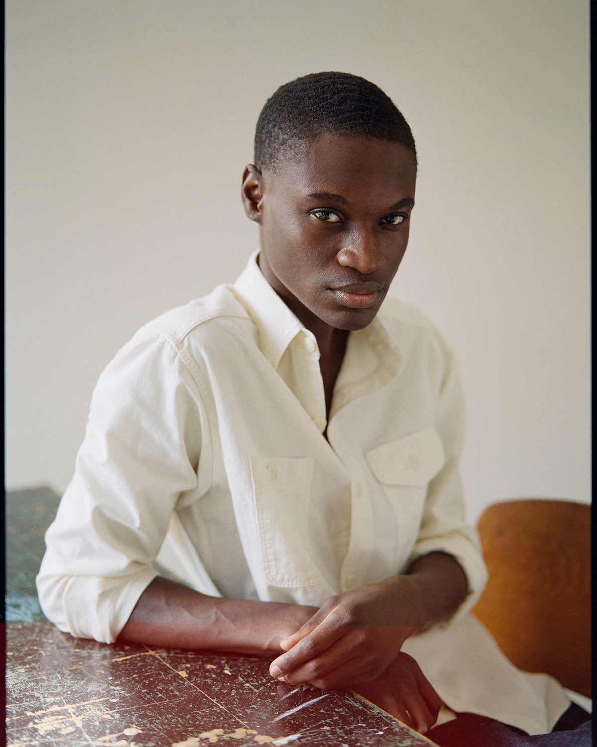 Work Shirt in Ecru Selvage Chambray